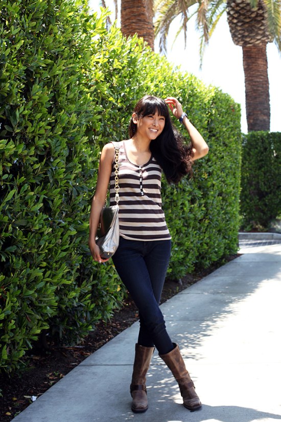 leather harness boots knit tank