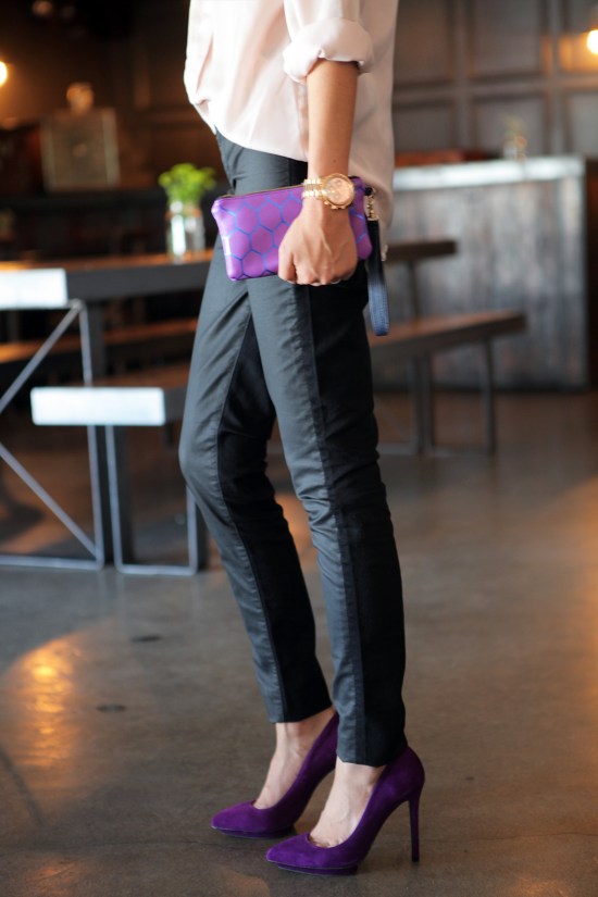 AOS colorblock moto coated jeans Dolce Vita pumps