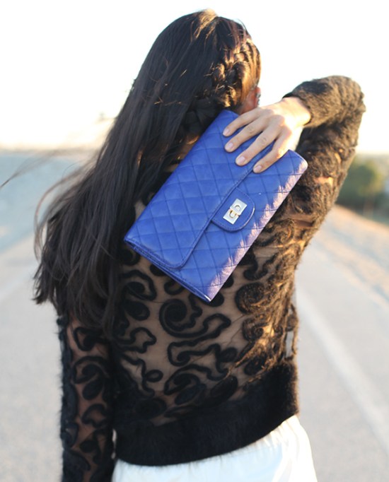 blue sparrow diamond quilt clutch