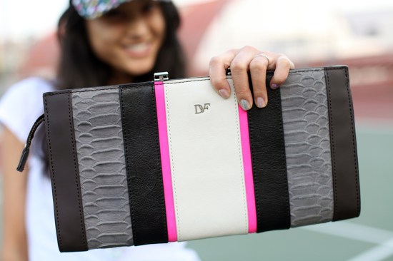 diane von furstenberg dvf harper snake embossed clutch