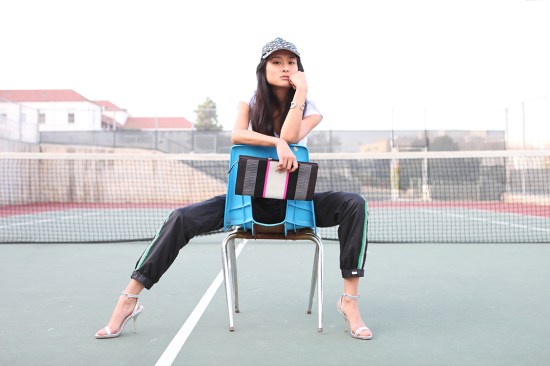 wesc track pants elizabeth and james toni sandals dvf harper clutch