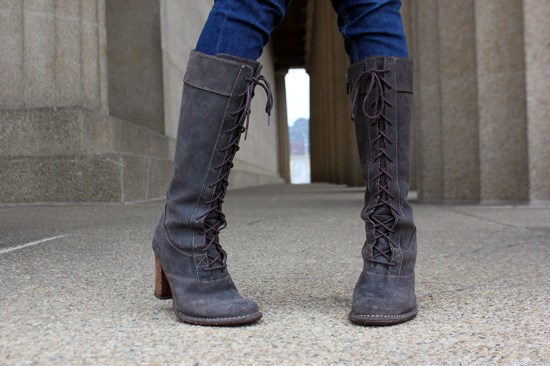 frye villager lace up boots in espresso