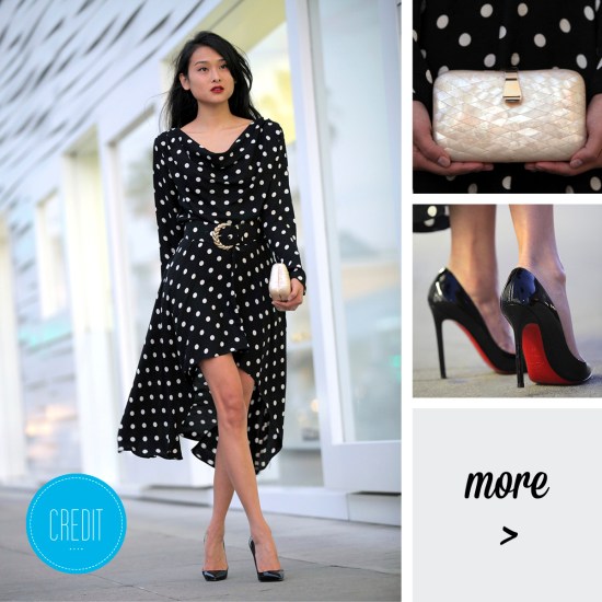 vintage silk polka dot dress christian louboutin pumps catching couture