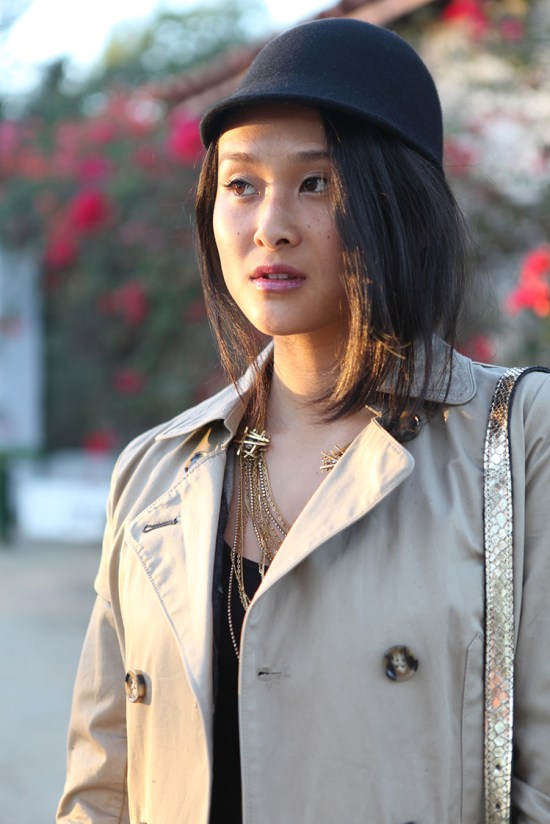 asos wool felt cap topshop trench coat erickson beamon razors edge necklace