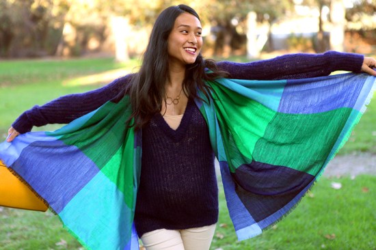 cos checked wool scarf zara navy v neck sweater amano necklace