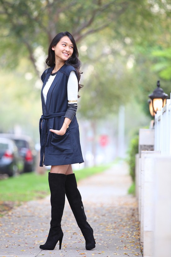 kelly wearstler vest nine west otk chriscross over the knee boots