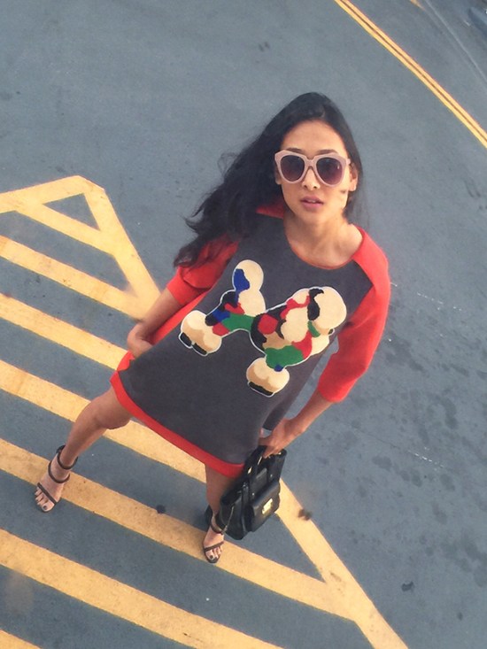 sheinside cartoon dog dress parking garage mirror fisheye lens