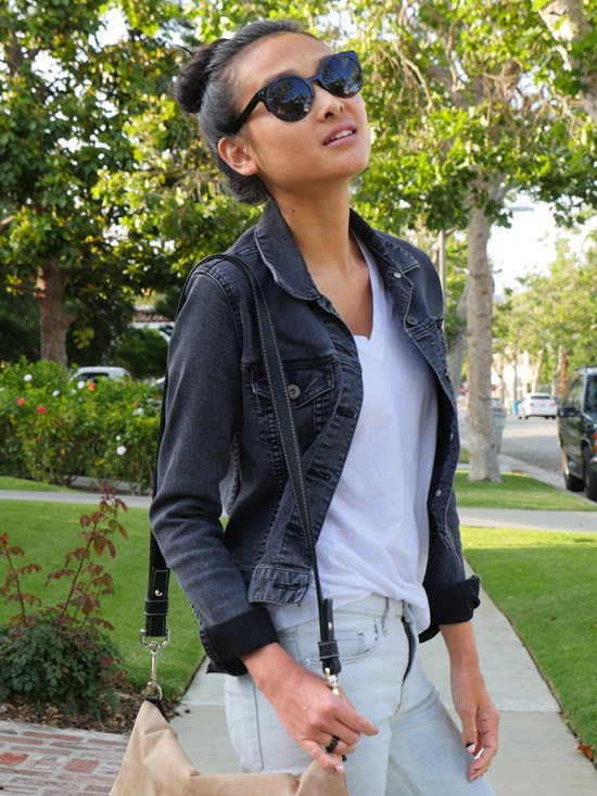 kiss sunglasses uniqlo gray denim jacket