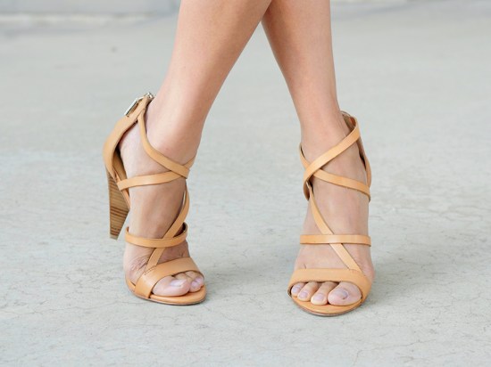 rebecca minkoff strappy tan leather sandals