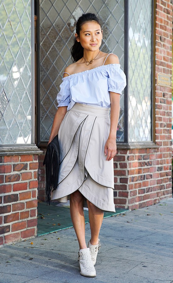 michelle forstadt adam lippes leather trim tiered tulip skirt