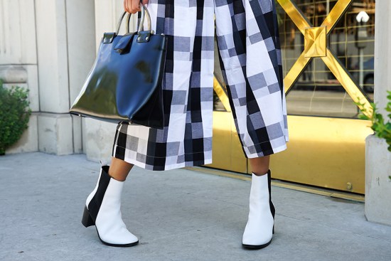 zara white ankle boots plaid gingham pants
