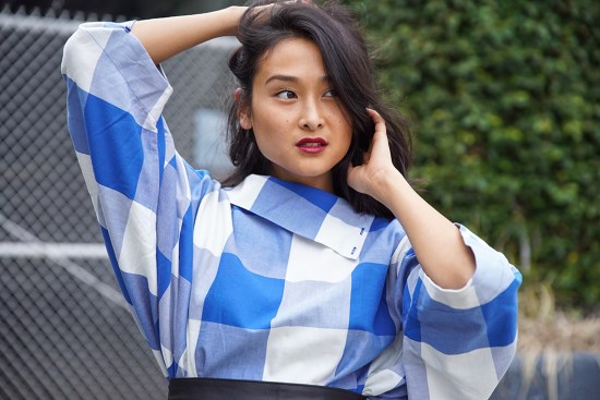 michelle-forstadt-catching-couture-zara-oversized-checked-top